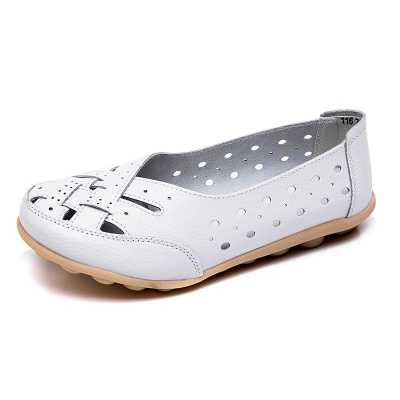 Casual Women Flats Shoes Female Genuine Leather Loafers Women's Shoes For Ladies Slip On Flat Loafers Cutout Zapatos De Mujer