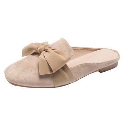 Ladies Mules Woman Slippers Female Comfortable Bowtie Slides Women's Flats Women Comfortable Slip On Outside Footwear