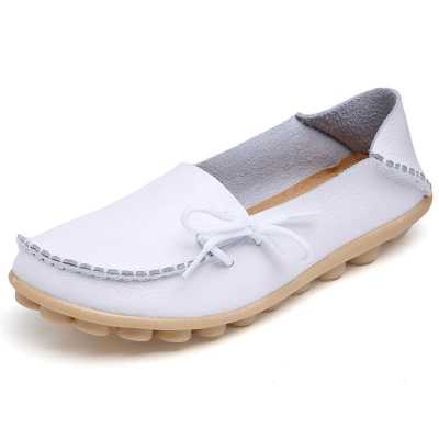 Women Flats Fashion Cow Leather Flats Women Slip On Women's Loafers Female Comfort Shoes Large Size 34 44