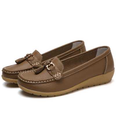 Butterfly Knot Decoration New Summer Cut Out Women Leather Shoes Woman Flexible Round Toe Nurse Casual Fashion Loafer NO.A