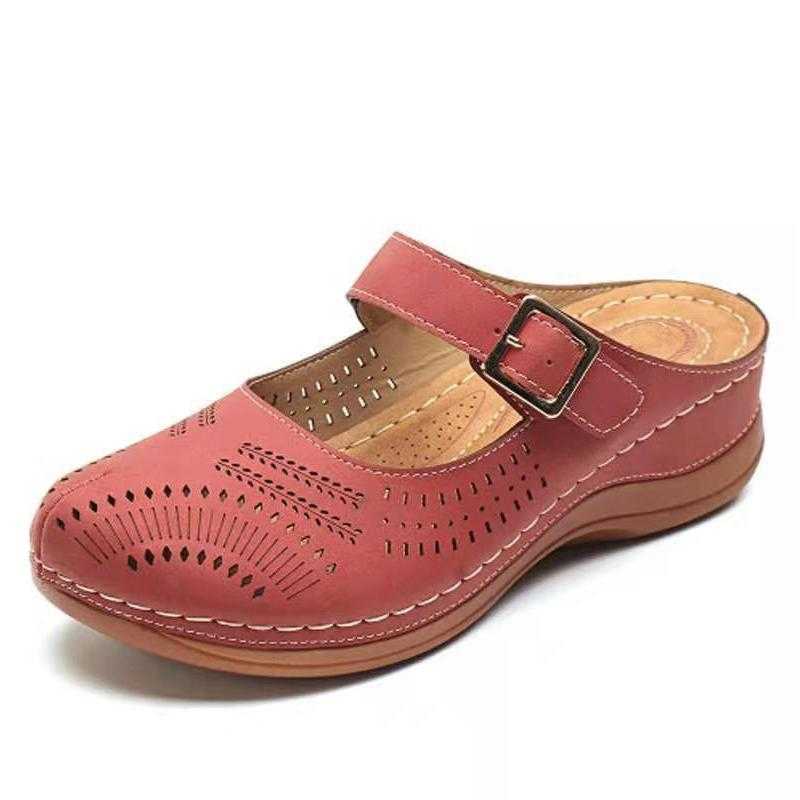 Woman Hollow Out Slippers Female Buckle Shoes Ladies Outsize Flats Platform Women Slingbacks Women's Breathable Footwear