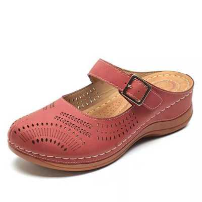 Woman Hollow Out Slippers Female Buckle Shoes Ladies Outsize Flats Platform Women Slingbacks Women's Breathable Footwear