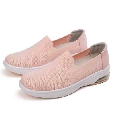 Hollow Out Women's Shoes Hand stitched Striped Breathable Elastic Band Casual Flat Suitable for Wide Leg Women's Sneaker