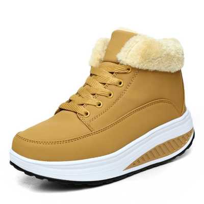 New Arrival Women Outdoor Sport Breathable Running Shoes Height Increasing Waterproof Athletic Warm Plush Sneakers Winter Boots