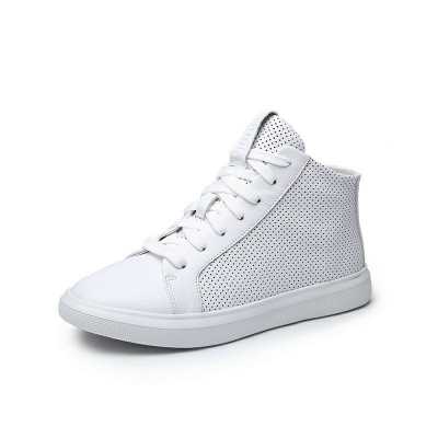 Summer sneakers Women Genuine Leather High top Flat platform Shoes Women Fashion sneakers 2018 White Black S
